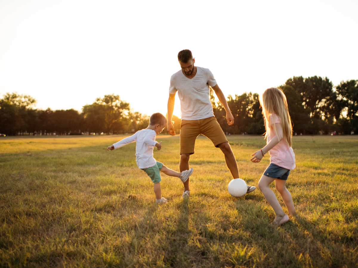 Kickball is a great family game day activity.