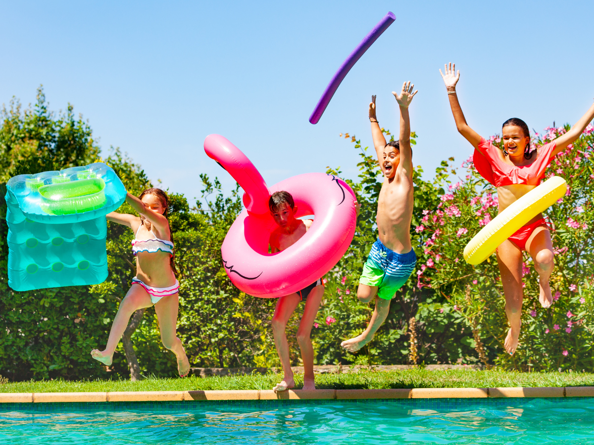 Celebrating end of school pool party