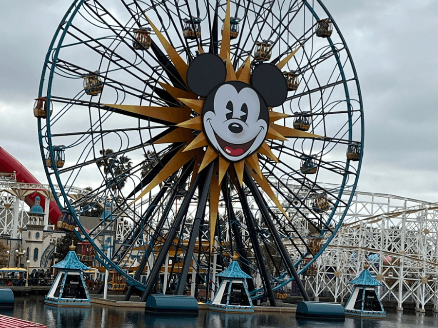 An adult trip to Disneyland featuring the Pixar Pier Ferris Wheel.